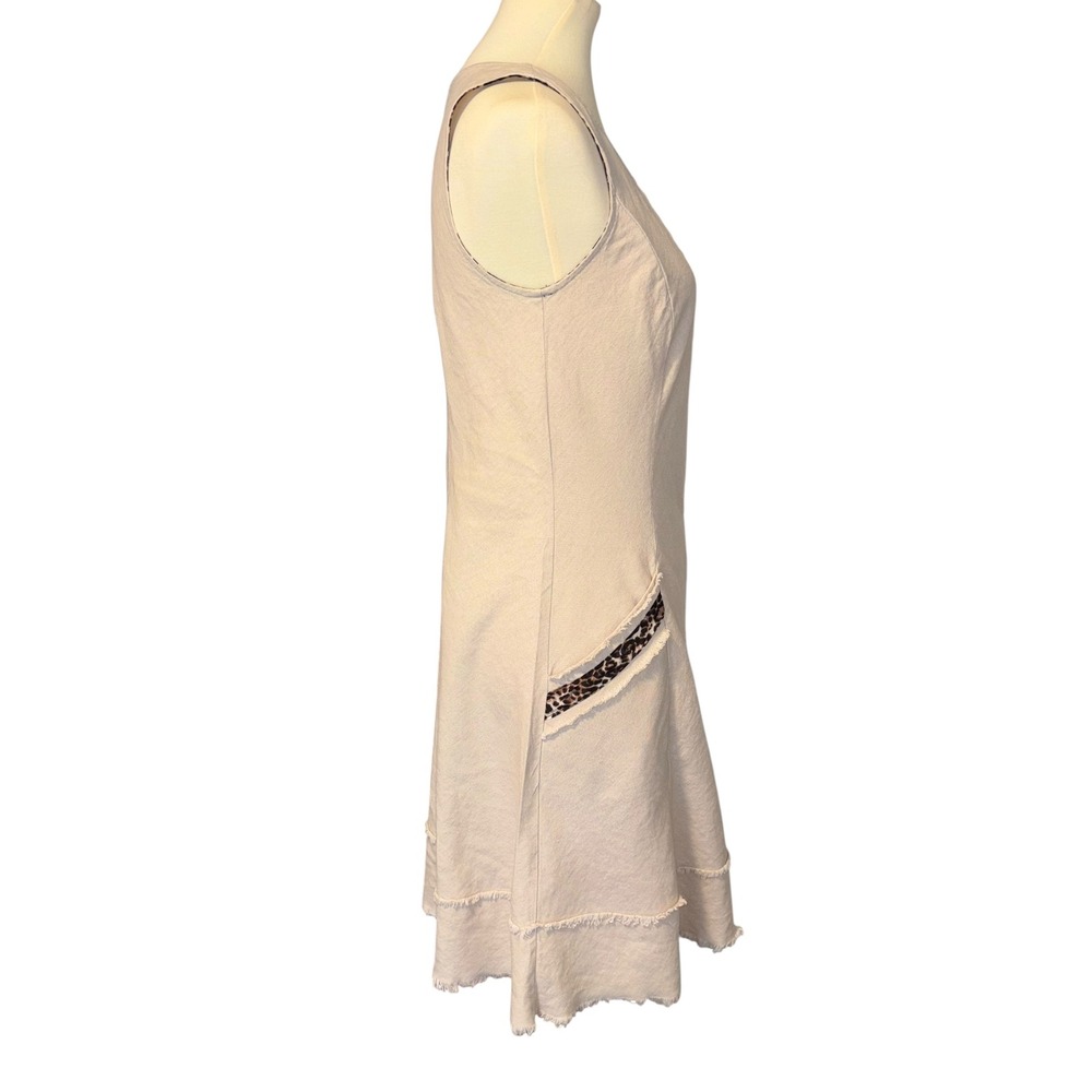 Roz & Ali Khaki Beige Linen Blend Leopard Pocket Shift Dress Size 10. Pockets. - Picture 3 of 12